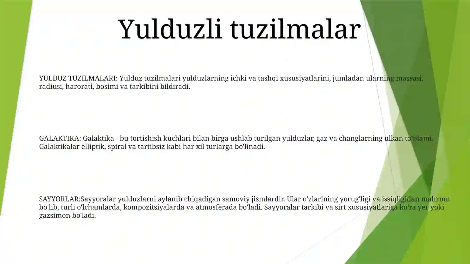 Yulduz Tuzilmalari, Galaktika, Sayyorlar 2