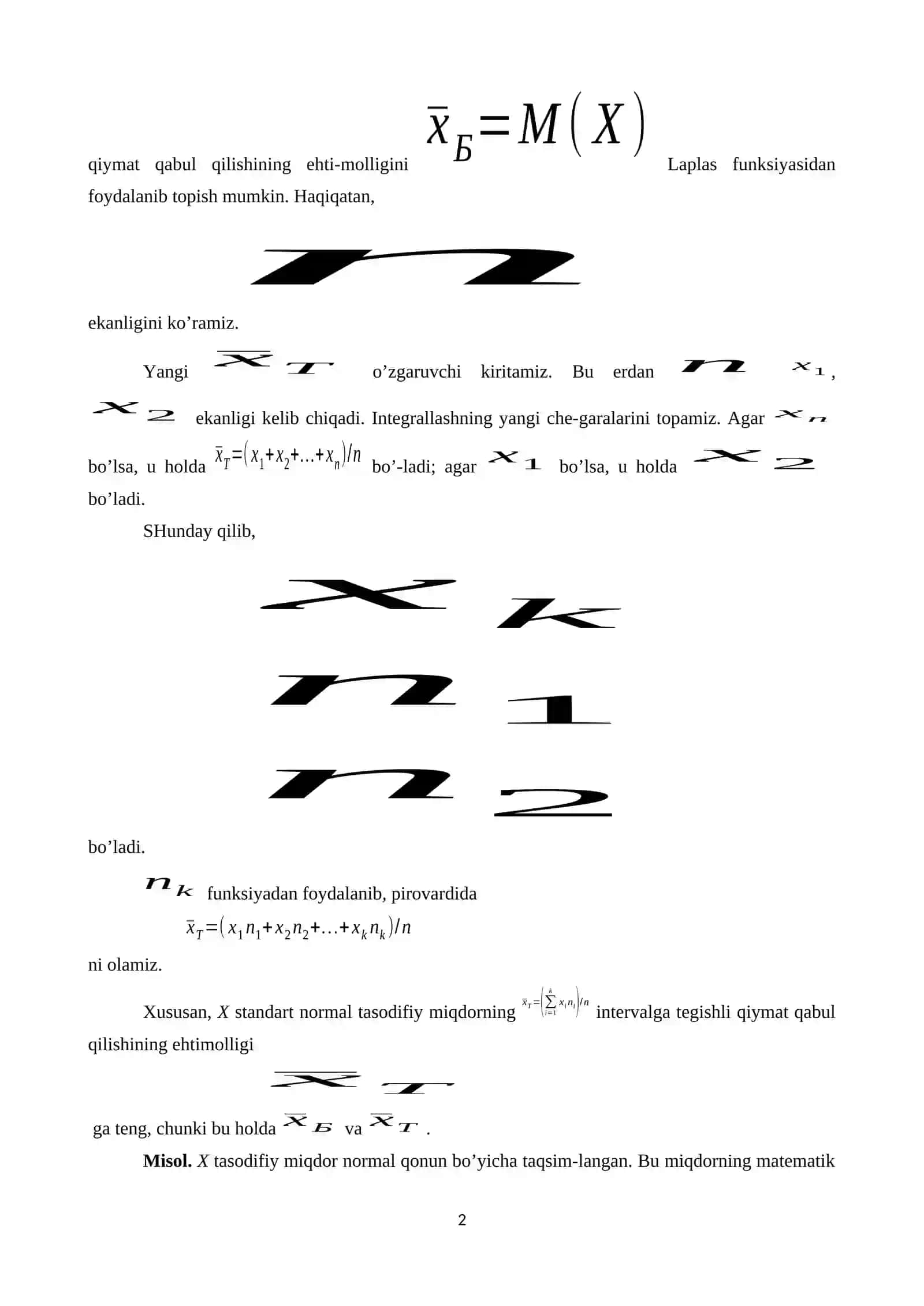Tekis taqsimot, ko‘rsatkichli va normal taqsimot 2