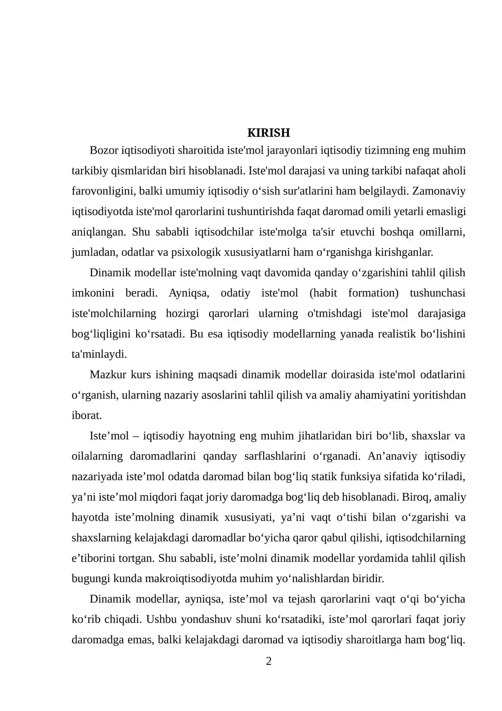 DINAMIK MODELLARIDA ISTE'MOL ODATLARI VA ODATIY ISTE'MOL 2