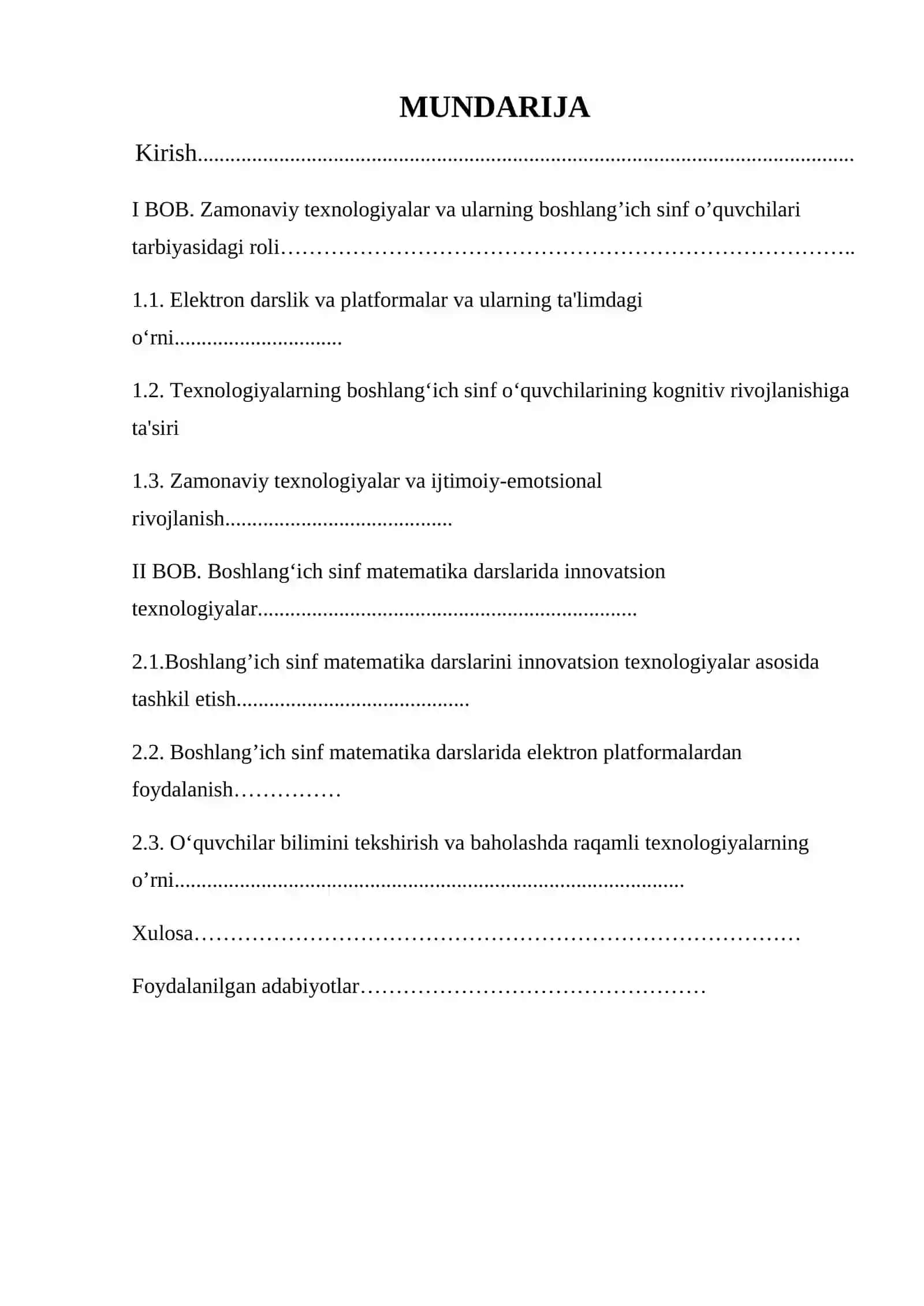 Elektron darslik va platformalar yordamida matematika o’qitish metodikasi kurs ishi 2