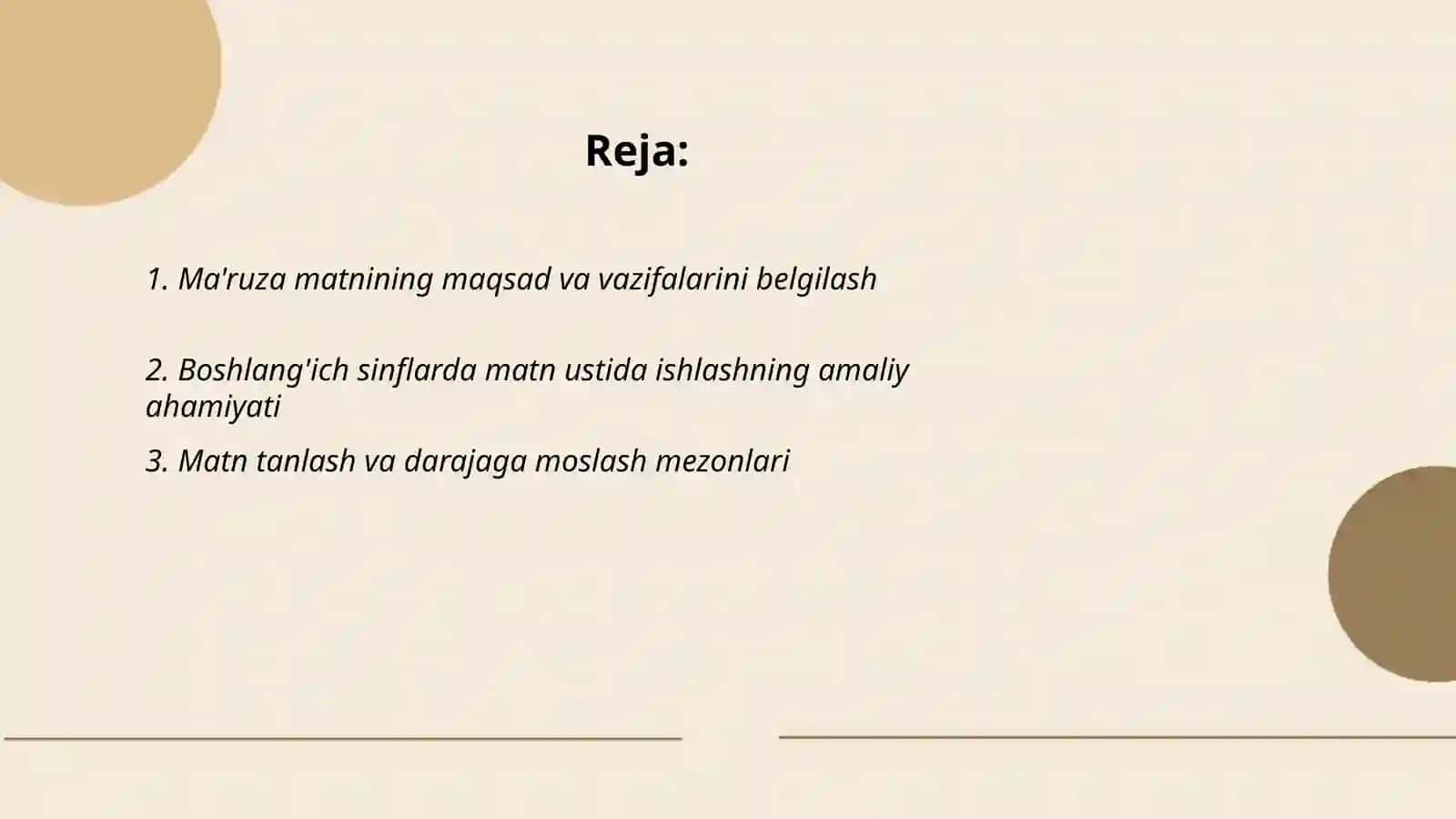 Ma'ruza matnining maqsad va vazifalarini belgilash 2