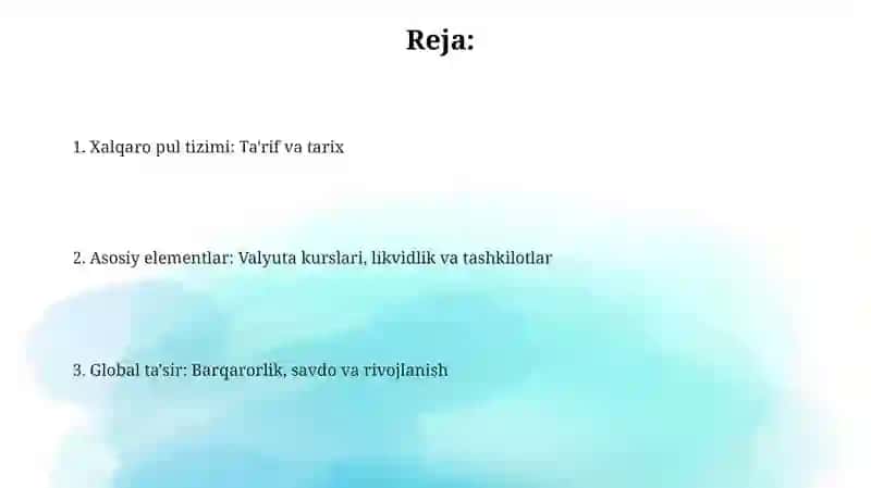 Xalqaro pul tizimi 2