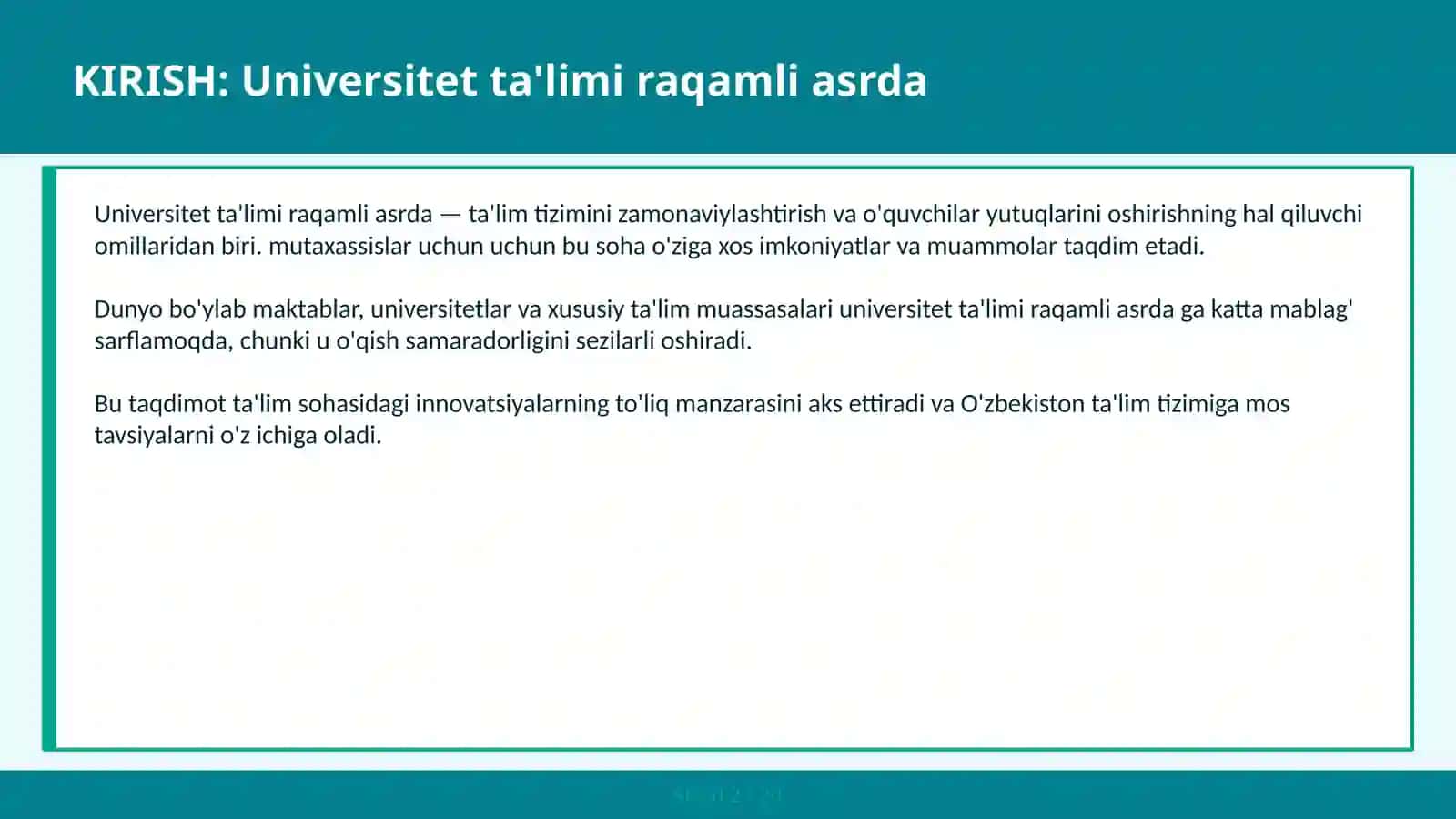 Universitet Ta'limi Raqamli Asrda 2