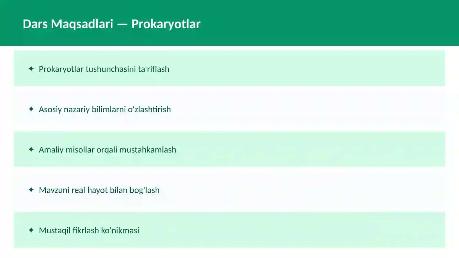Hujayra tuzilishi O'qituvchilar va talabalar uchun dars ishlanma 2
