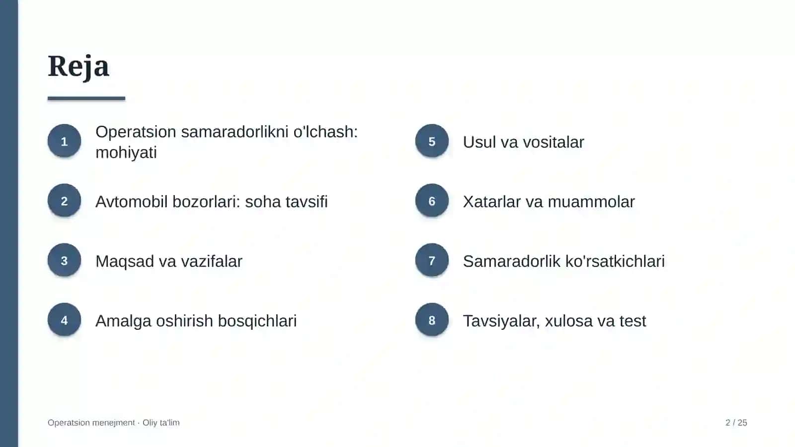 Operatsion menejment · Oliy ta'limga kirish 2