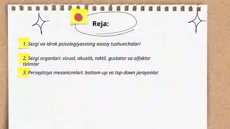 Sezgi va idrok psixologiyasi 2