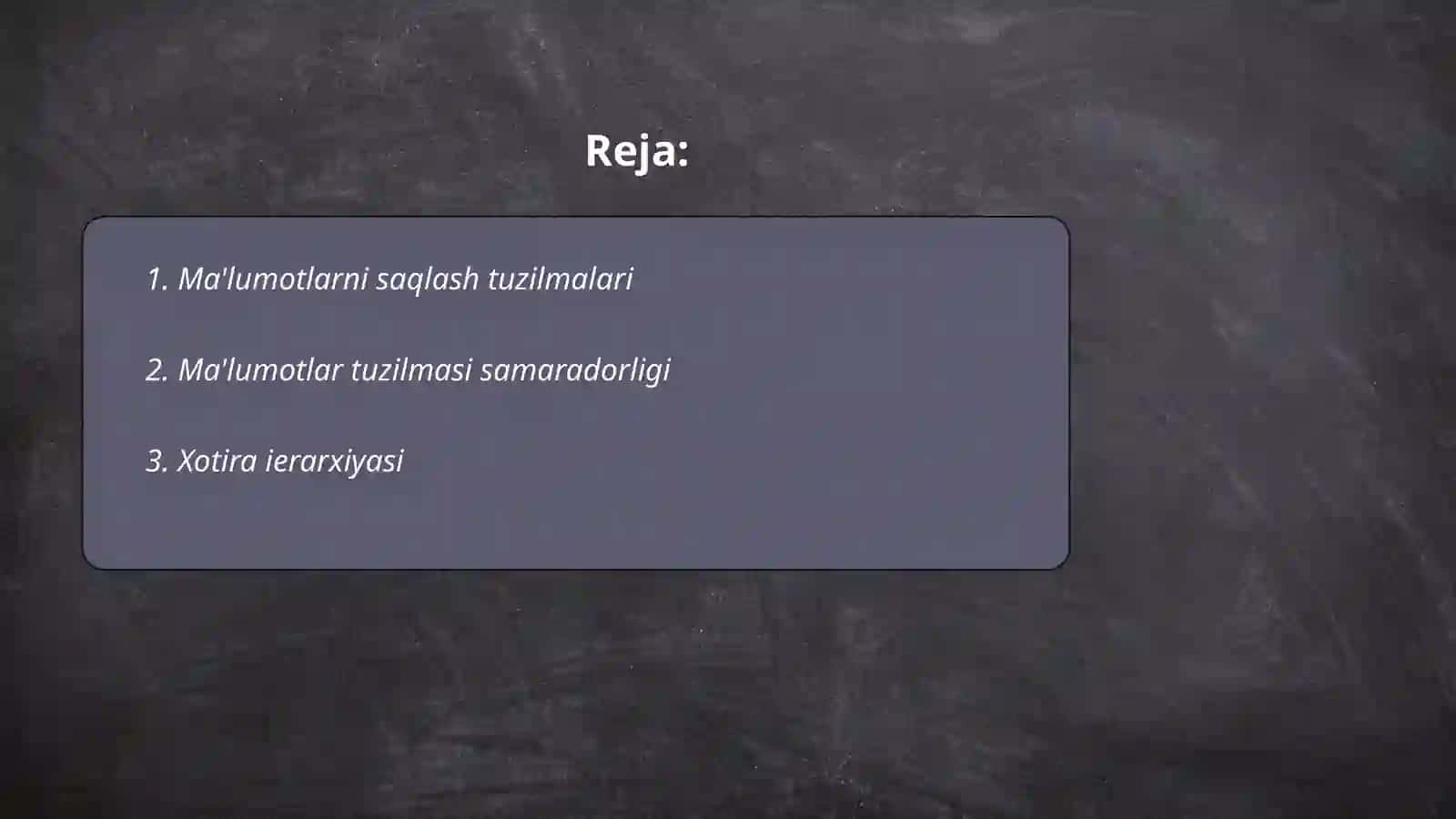 Ma'lumotlarni saqlash tuzilmalari 2