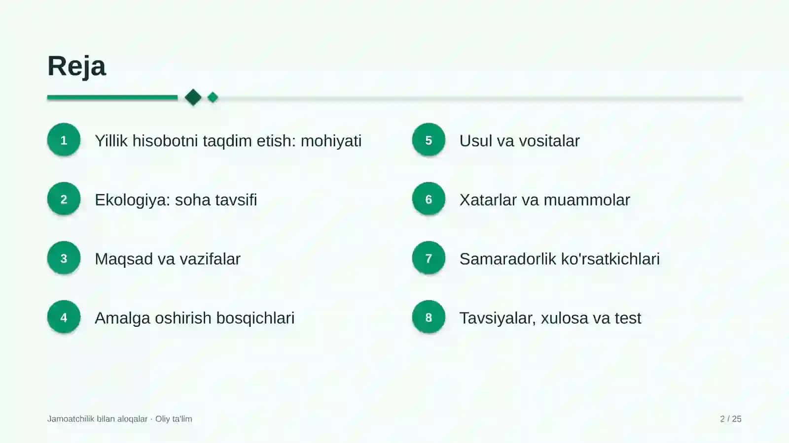 Ekologiya sohasida yillik hisobotni jamoatchilikka taqdim etish 2