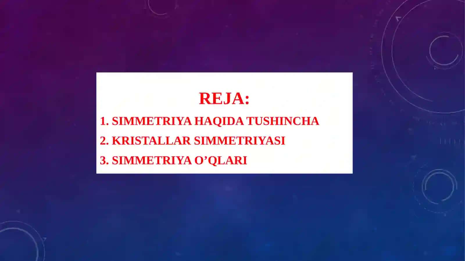 Simmetrik shaklar va ularning simmetriya o'qlarini topish 2