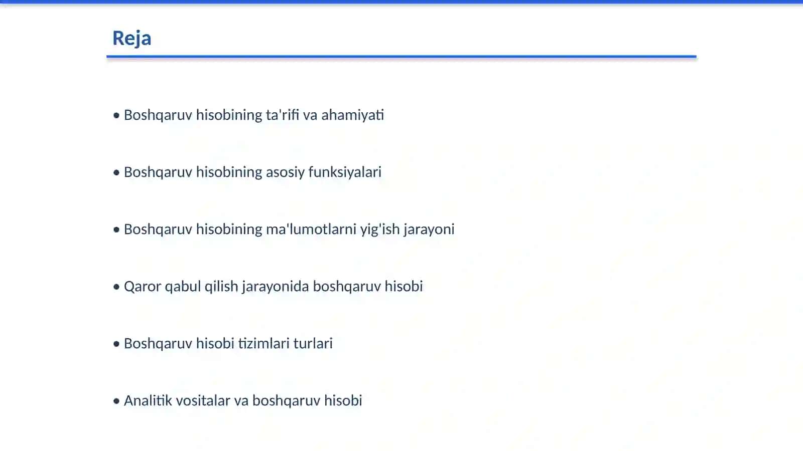 Boshqaruv hisobining mohiyati va uning korxona boshqaruvidagi o'rni 2