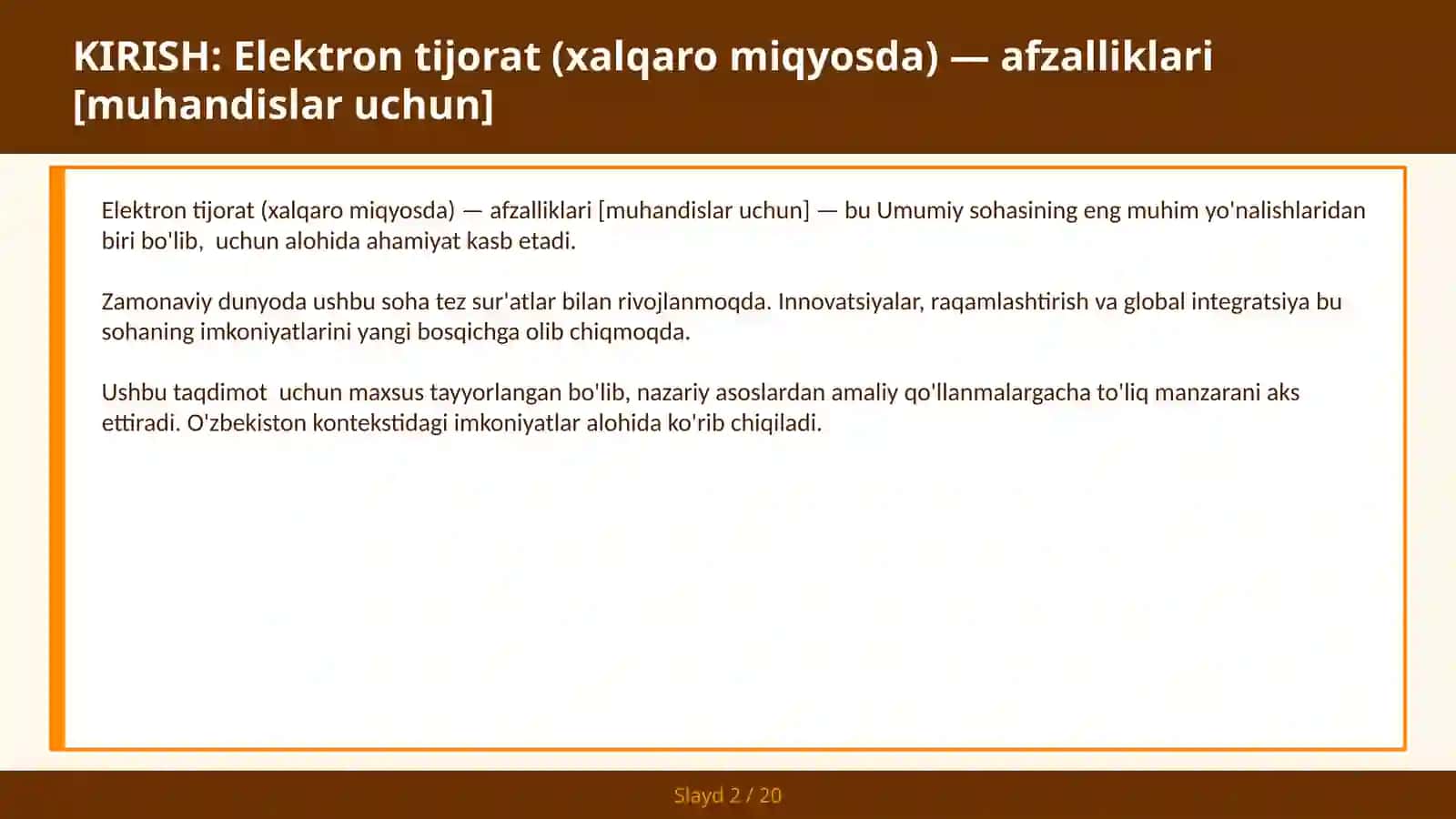 Elektron tijorat (xalqaro miqyosda) — afzalliklari [muhandislar uchun] 2