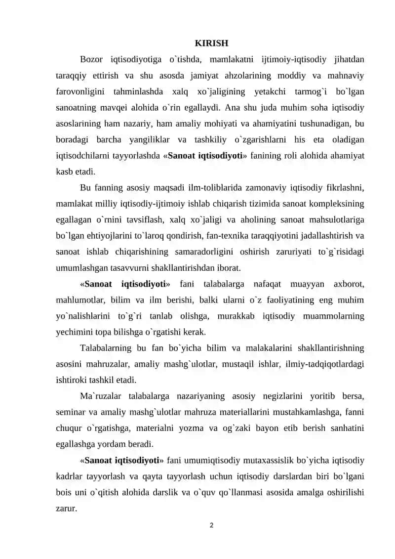 ISHLAB CHIQARISH VA AMALGA OSHIRISH METODOLOGIYASI VA TEXNOLOGIYASI MILLIY DASTURLARI 2
