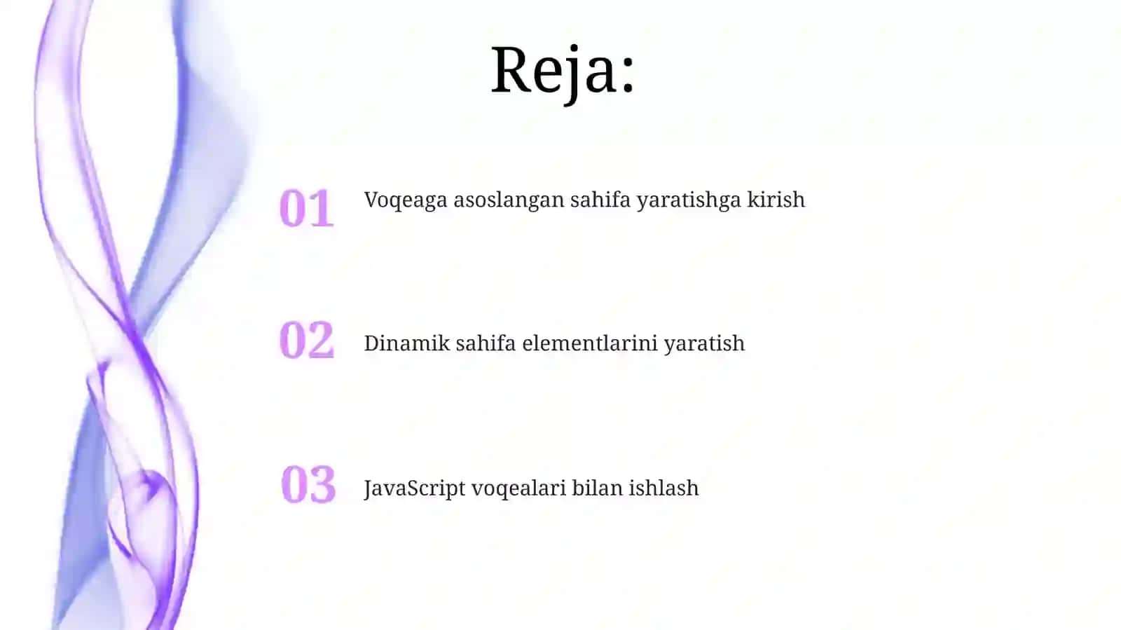 JavaScript tilida xodisalar yordamida sahifa yaratish 2