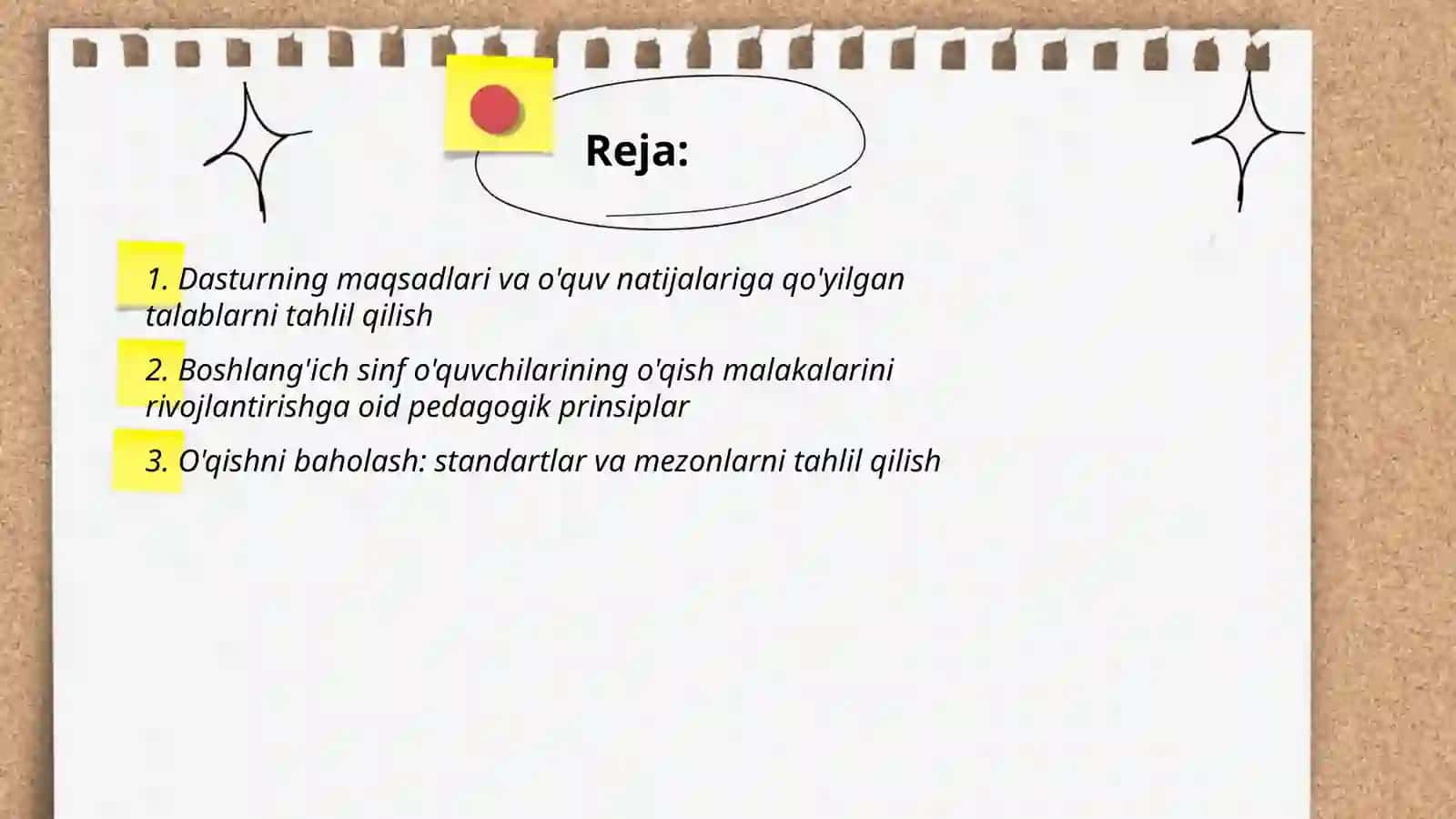 Boshlang'ich sinfda o'qish va o'qish malakalarni oshirish dasturi 2