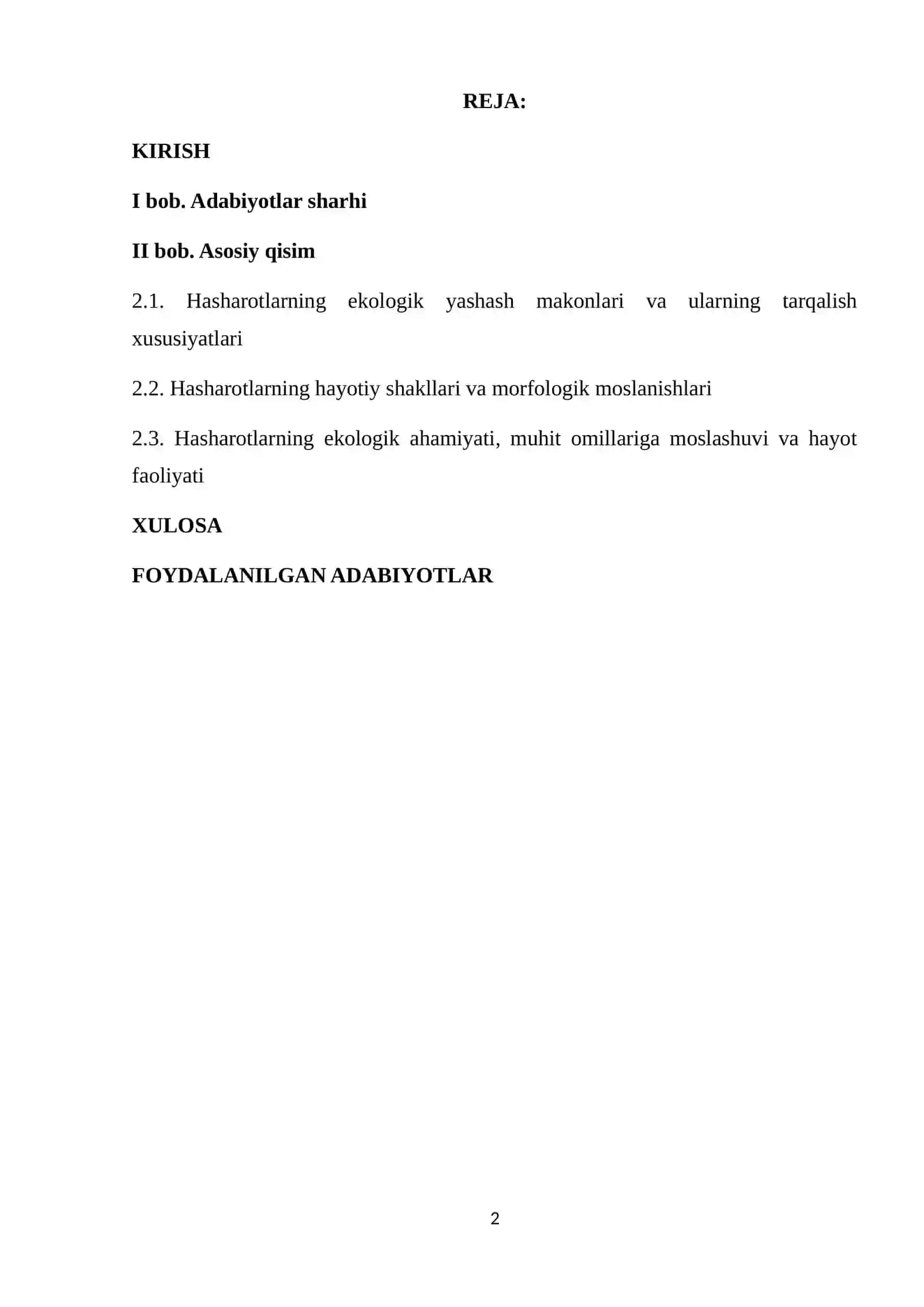Hasharotlarning ekologik yashash makoni va hayotiy shakli qiyofasi 2