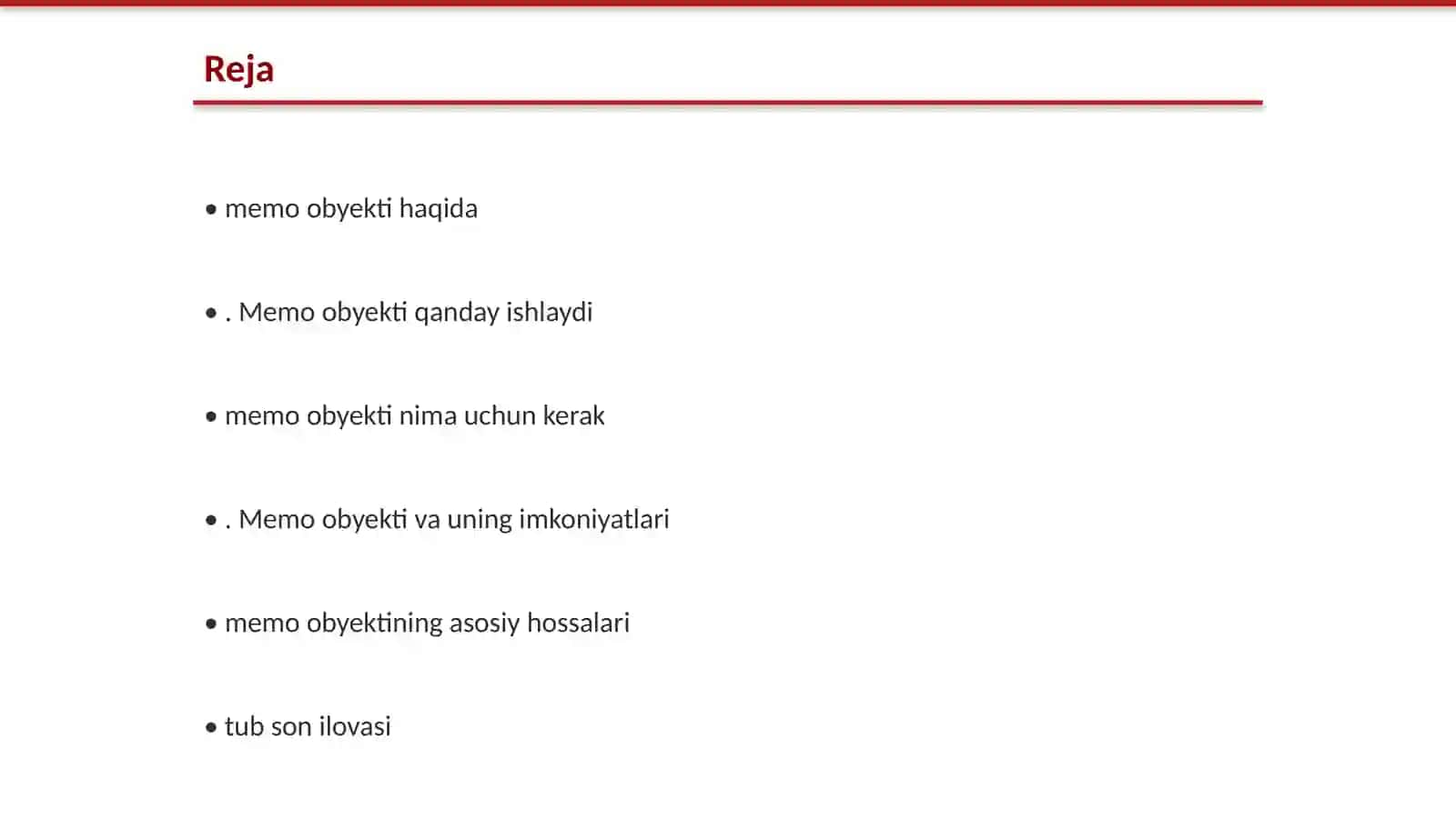 Memo boshqarish obyekti 2