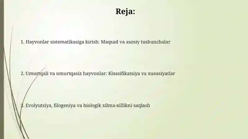 Hayvonlar sistematikasi.Umurtqali va umurtqasiz hayvonlar 2
