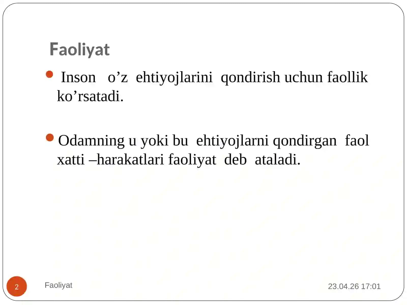 FAOLIYAT VA UNING TUZILISHI 2