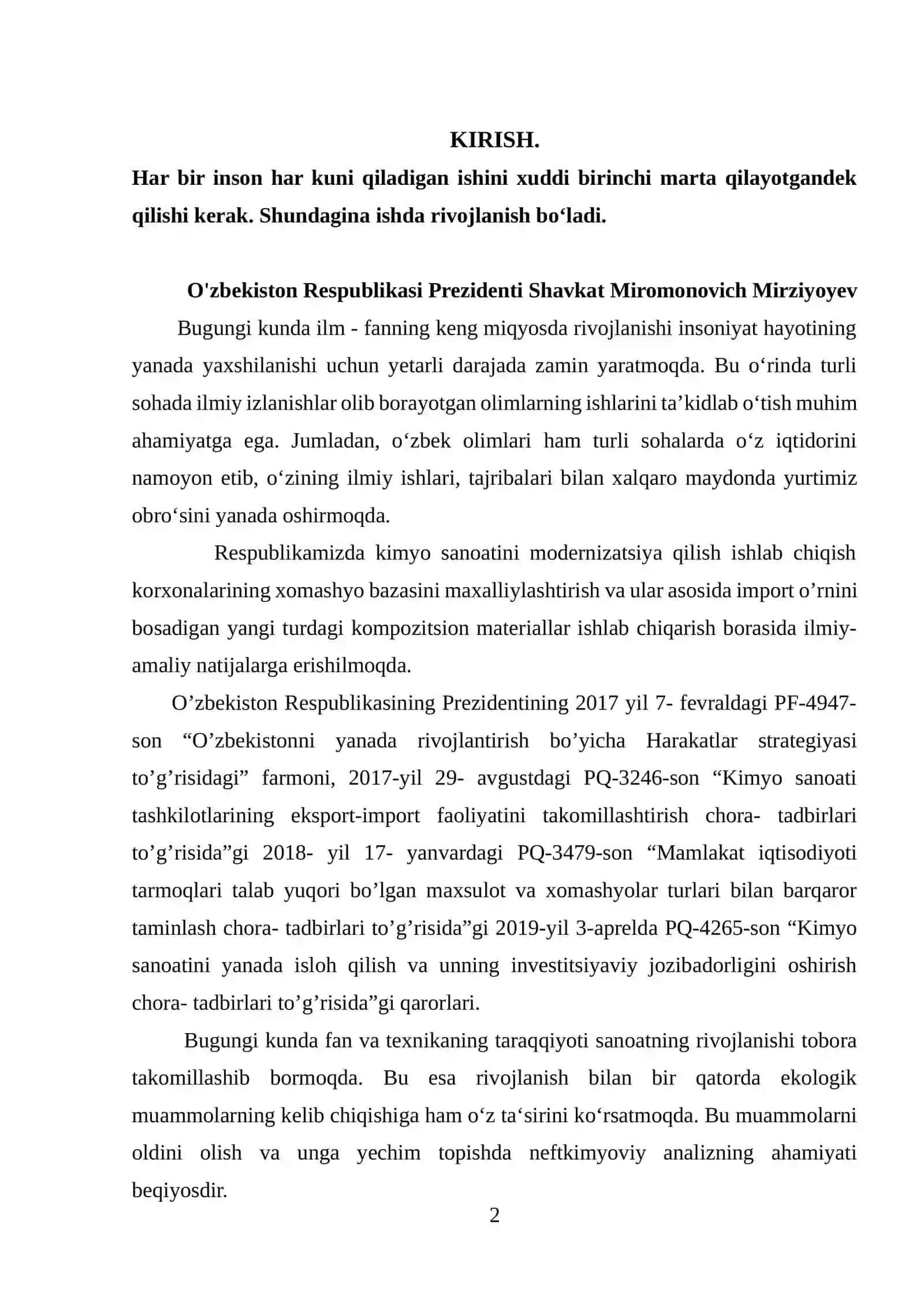Tabiiy gazni kreking va reforming jarayonlari 2