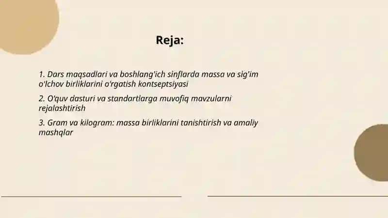 Massa va sig'im o'lchov birliklarini o'rgatish metodikasi 2