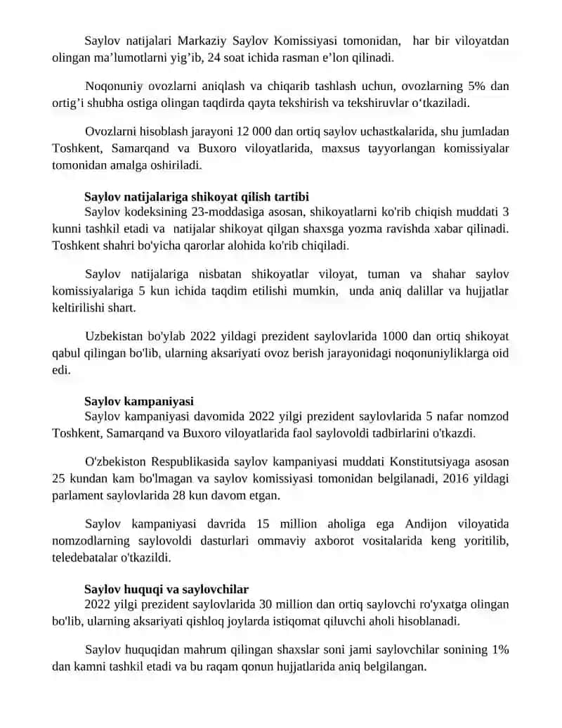 O'ZBEKISTON RESPUBLIKASIDA SAYLOV TIZIMI 2