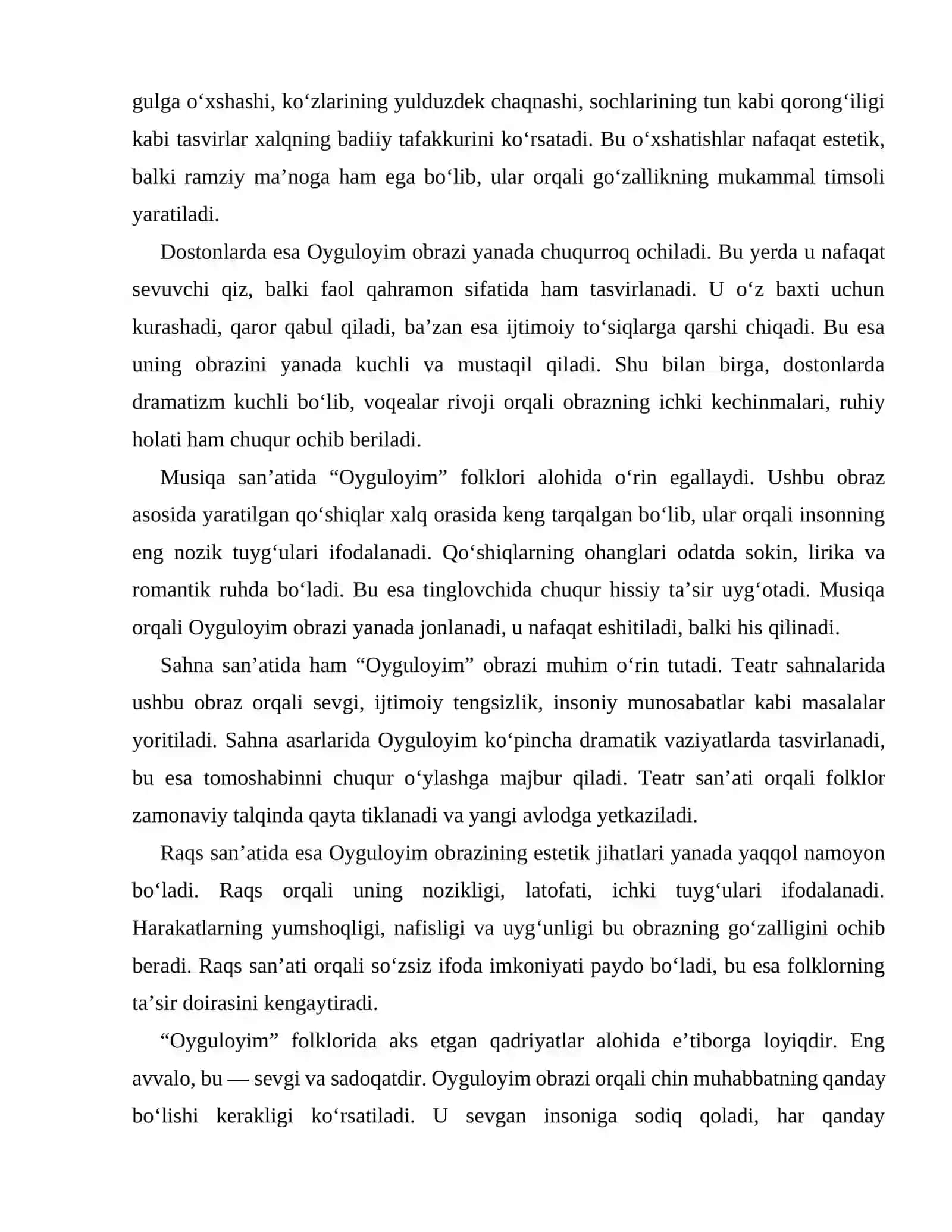 Oyguloyim folklori san'ati yo'nalishlari va qadriyatlar 2