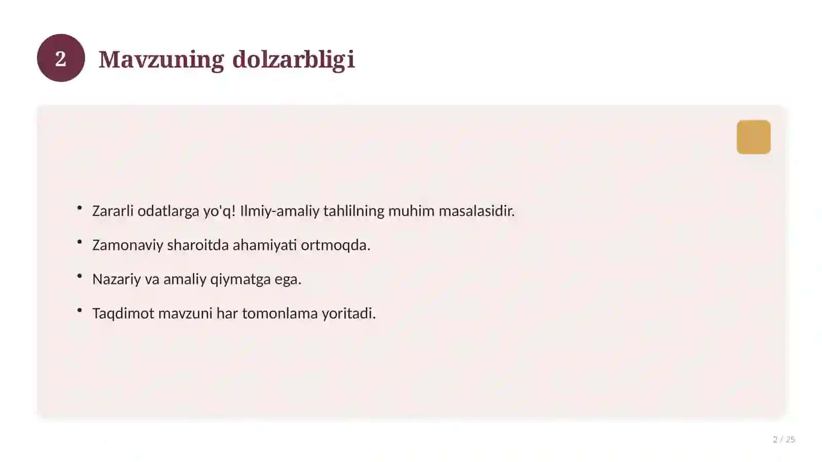 Zararli odatlarga yo'q! Ilmiy-amaliy tahlil 2