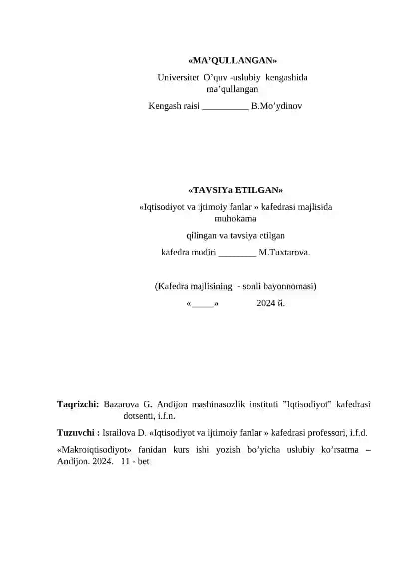 Makroiqtisodiyot Kurs ishi 2