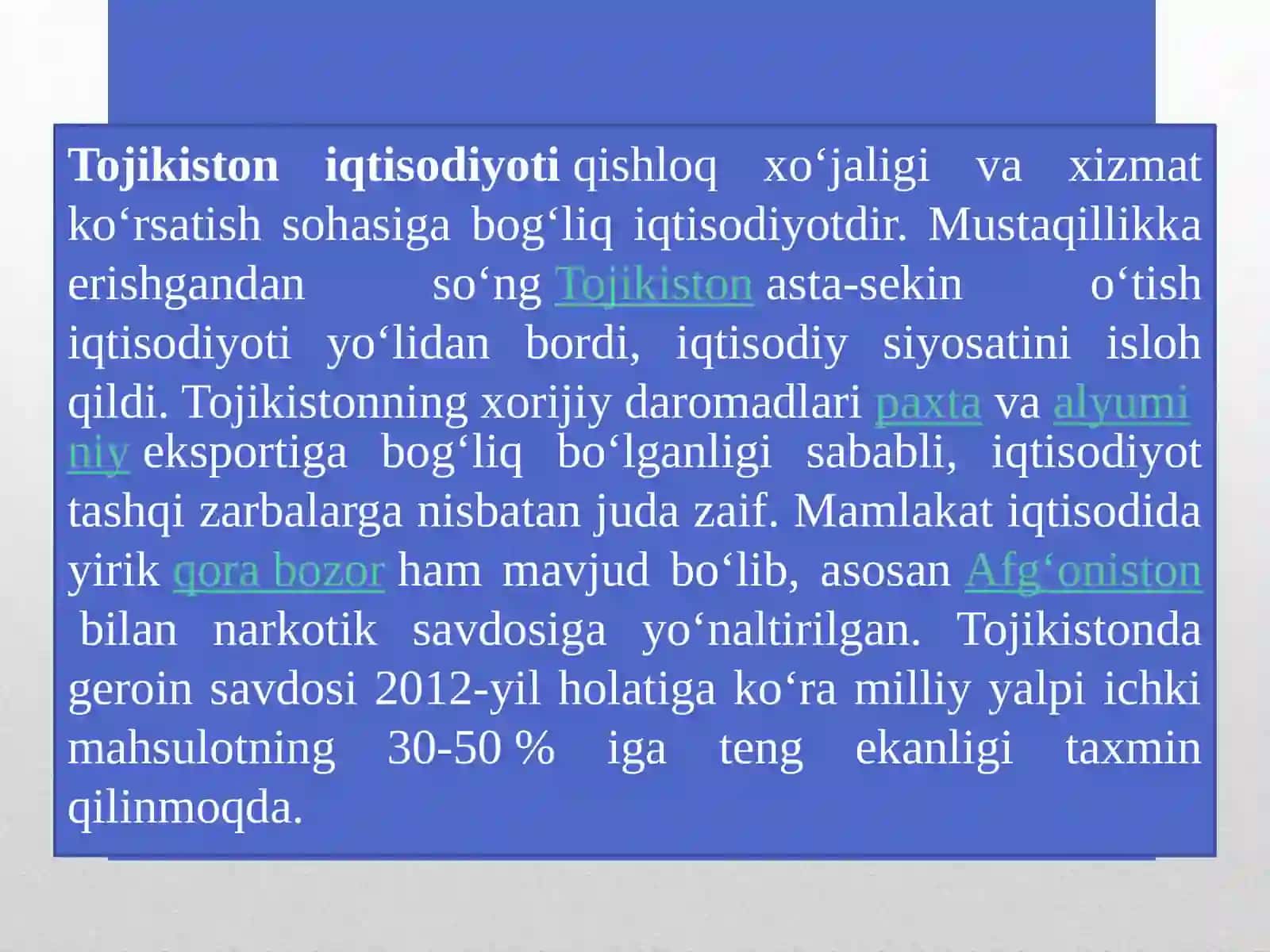 Tojikiston Davlatining Iqtisodiy O'Sishi 2