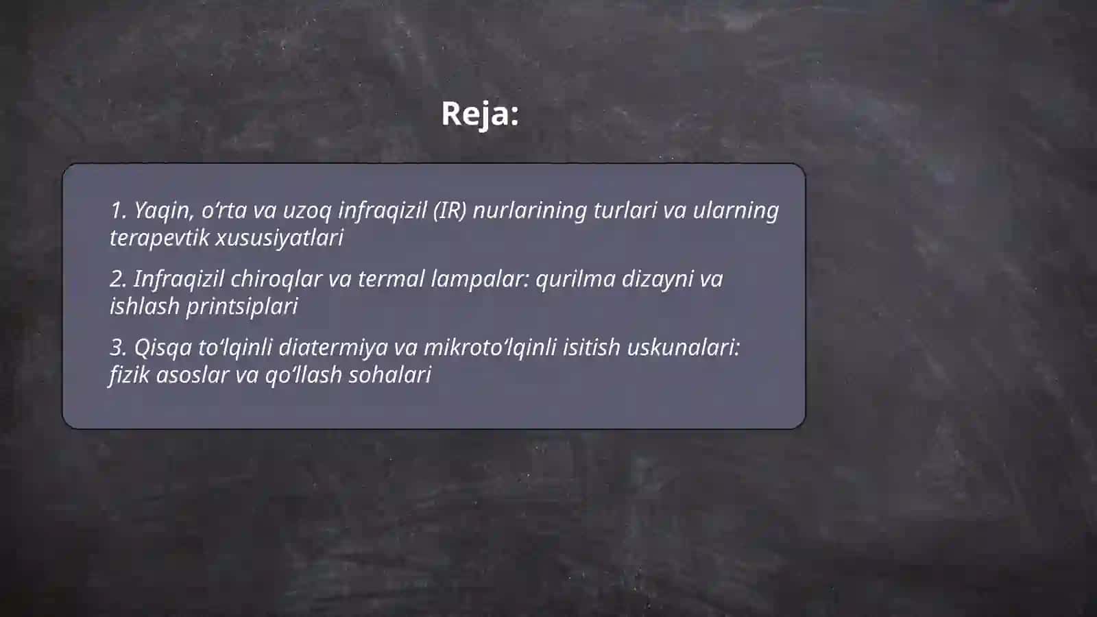 Davolash maqsadlarida ishlatiluvchi issiqlik nurlanishi manbalari fizoterapiya va fototerapiyada foydalanish 2