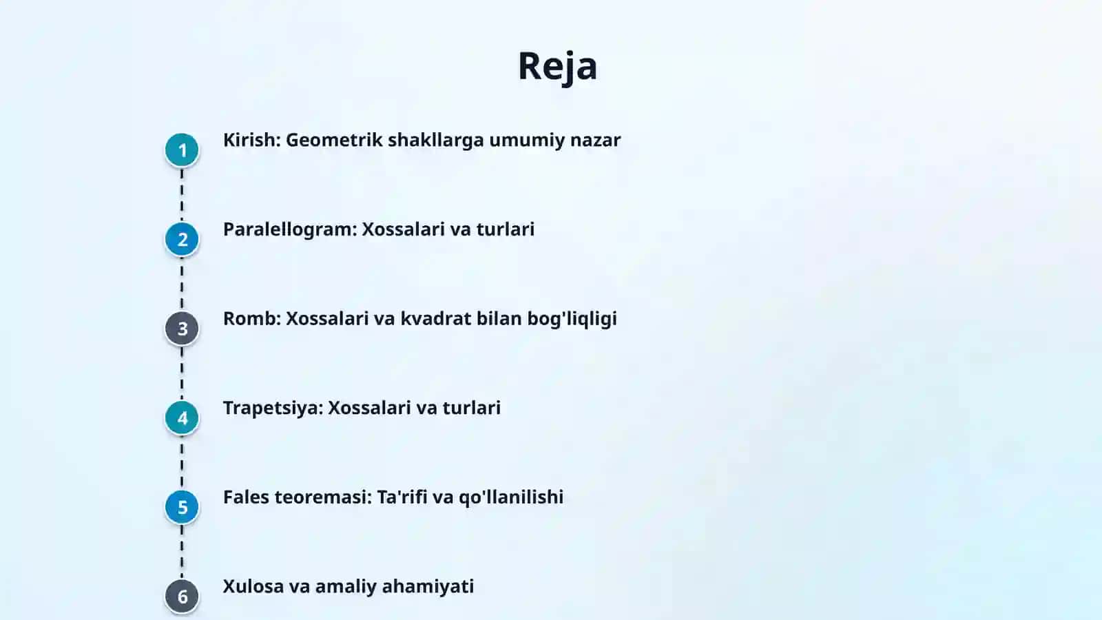Trapetsiya kvadrat romb va paralellogram. Fales teoremasi 2