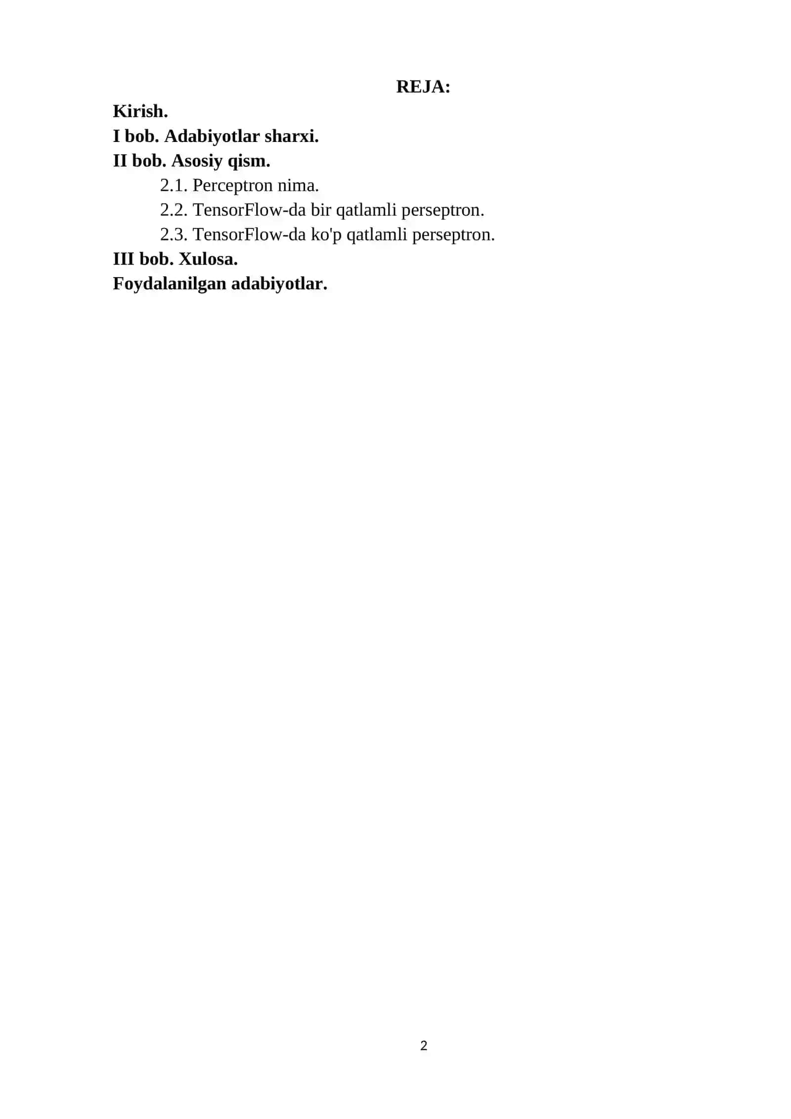 BIR QAVATLI PERSEPTRON 2