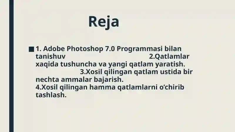 Adobe Photoshop dasturida tasvirlar hosil qilish va ularni taxrirlash 2