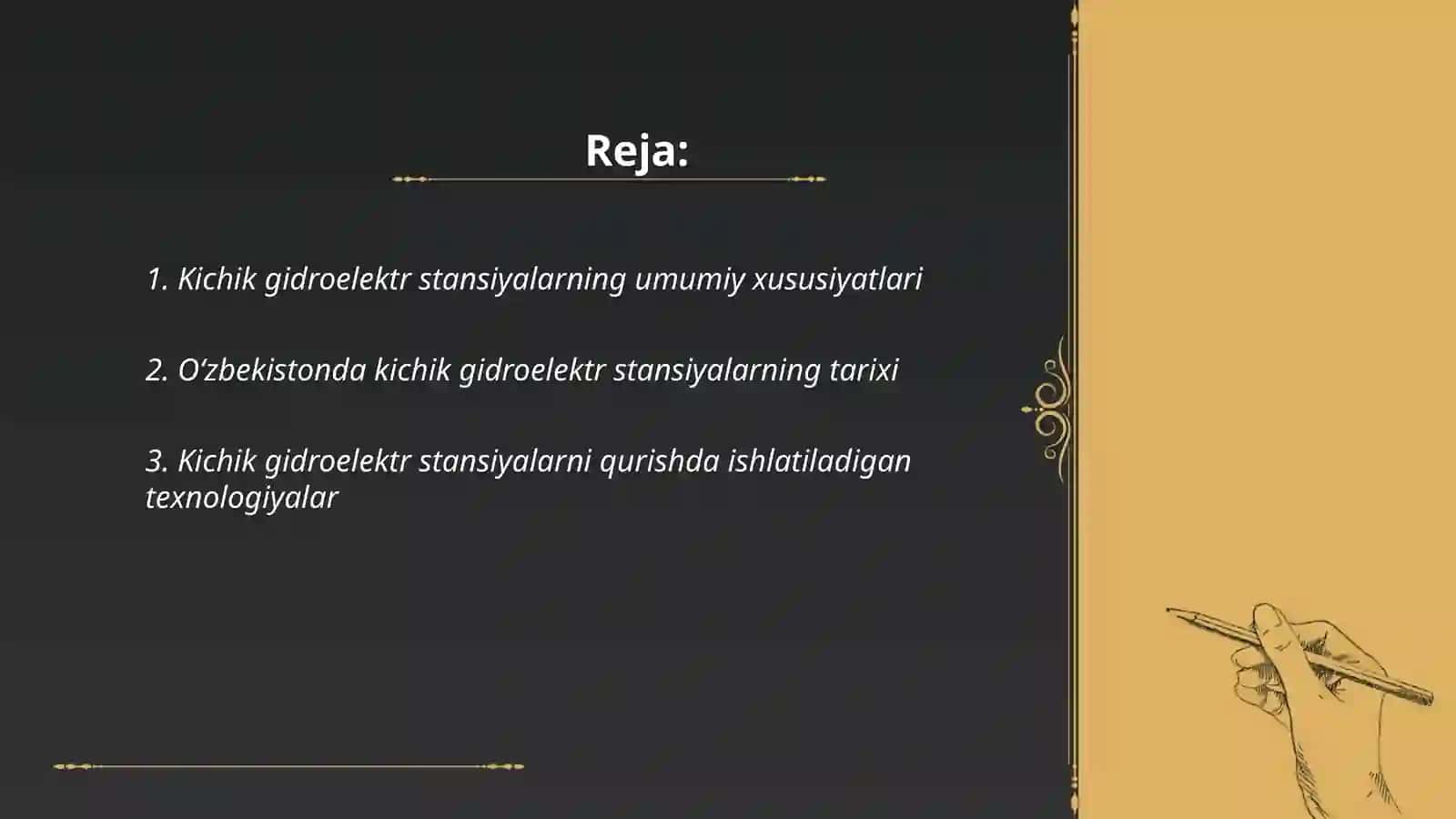 O'ZBEKISTONDA ISHLATILAYOTGAN KICHIK GIDROELEKTR STANSIYALAR SAMARADORLIGI 2