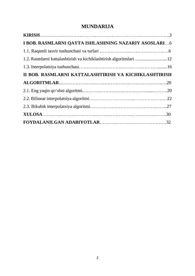 kompyuter grafikasi va veb dizayn fanidan kurs ishi: rasmlarni kattalashtirish va kichiklashtirish algoritmlari haqida ma'lumot 2