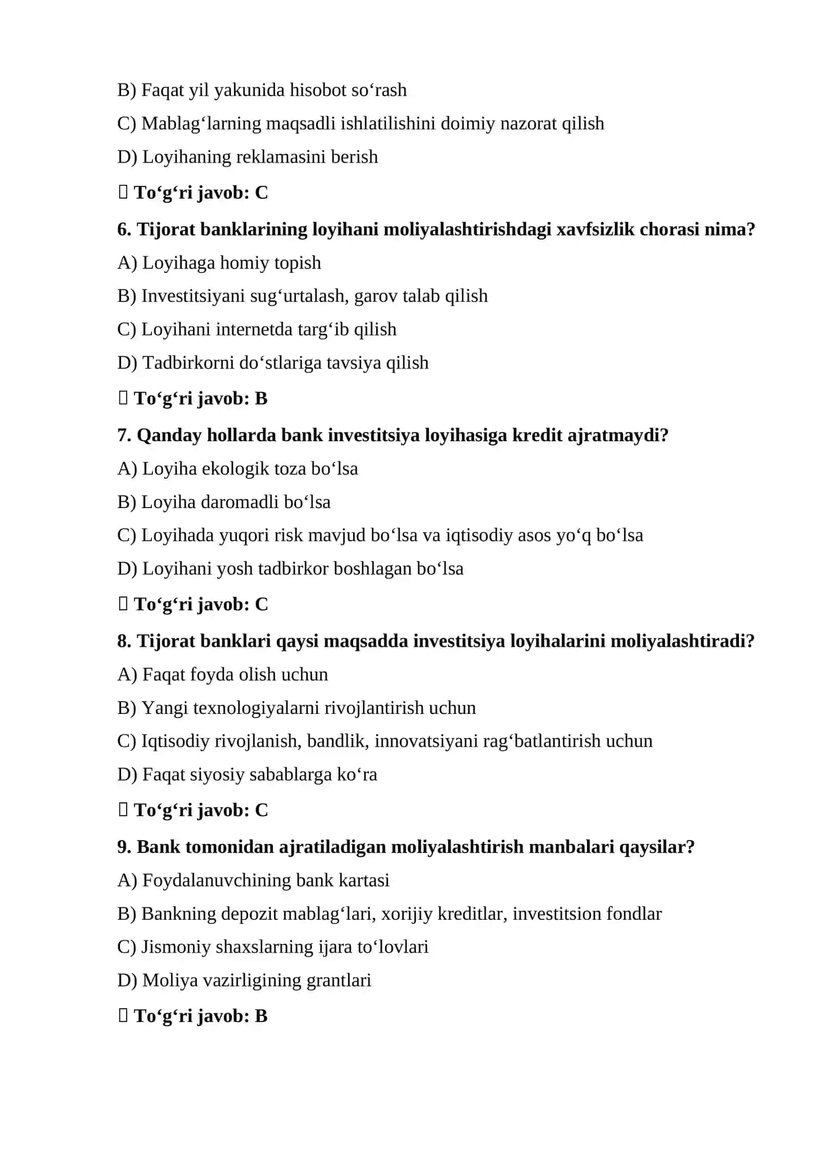 Tijorat banklarining investitsiya loyihalari 2