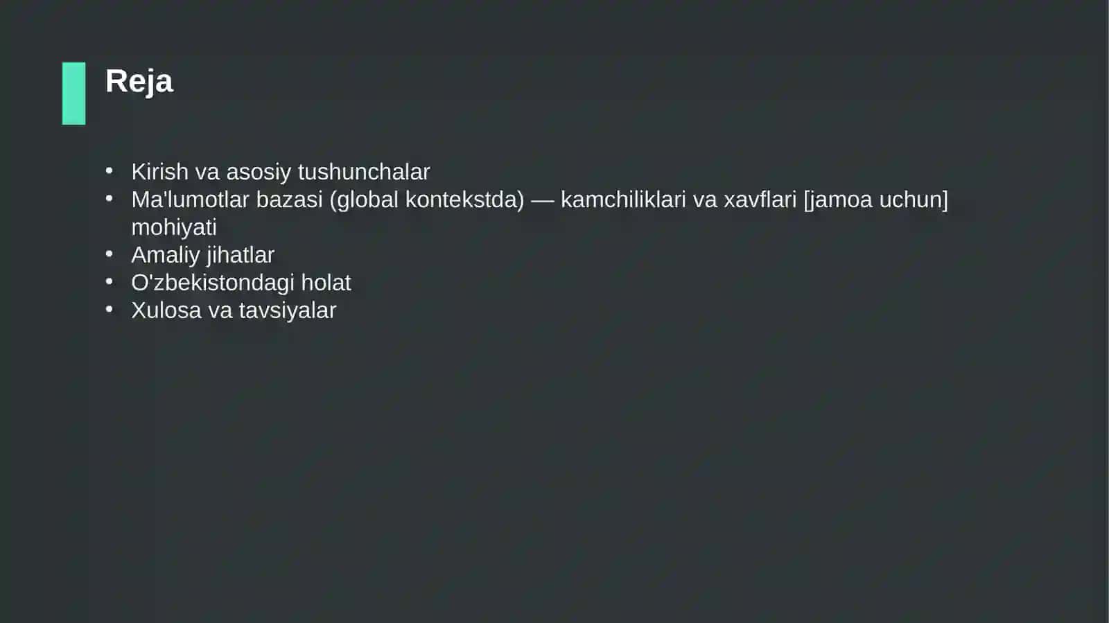 Ma'lumotlar bazasi (global kontekstda) — kamchiliklari va xavflari [jamoa uchun] 2