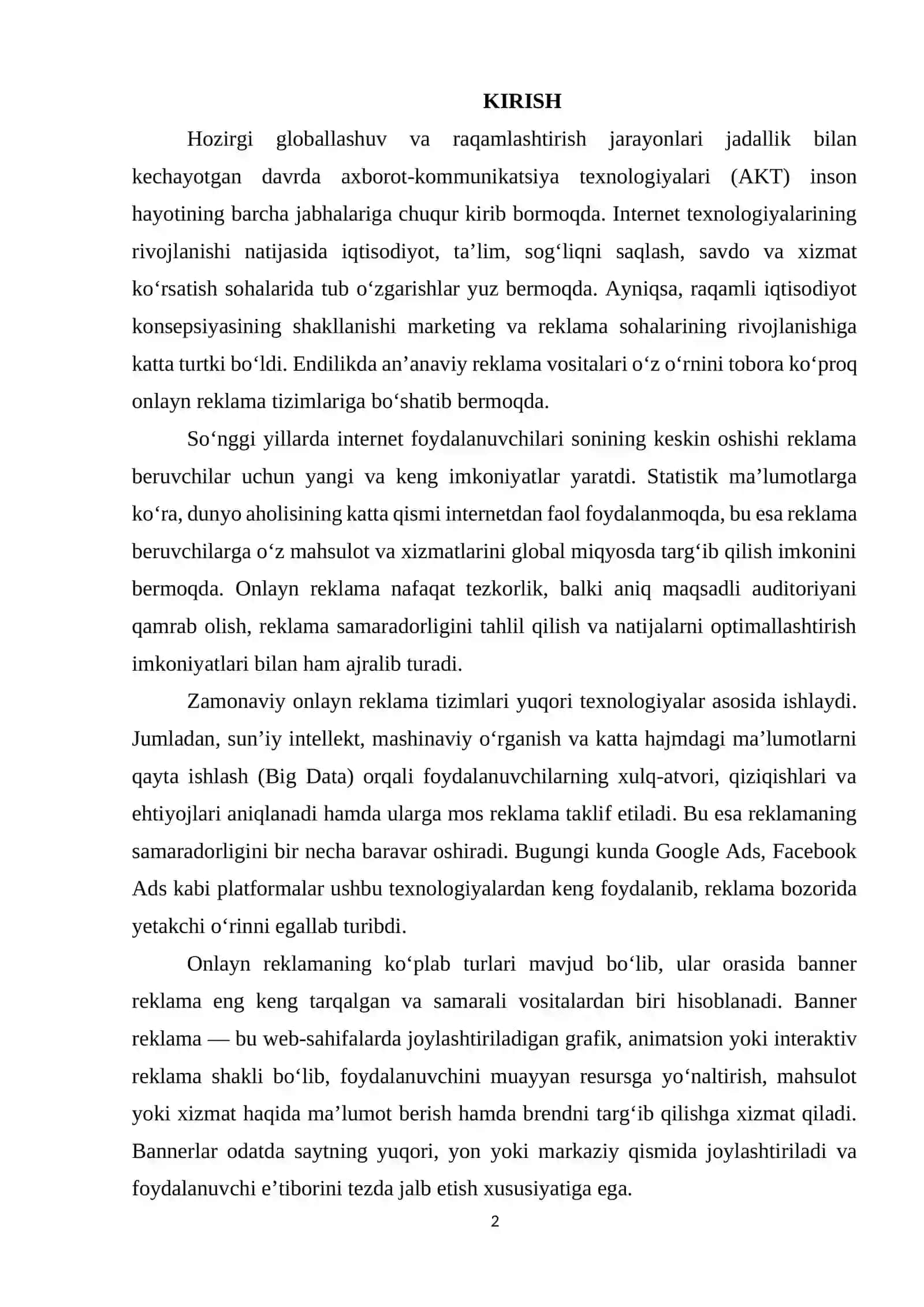 ONLAYN REKLAMA PLATFORMASINI LOYIHALASH 2