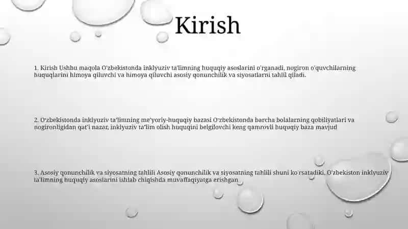 O‘zbekistonda Inklyuziv Talimning Meyoriy Huquqiy Bazasini Tahlil Qilish 2