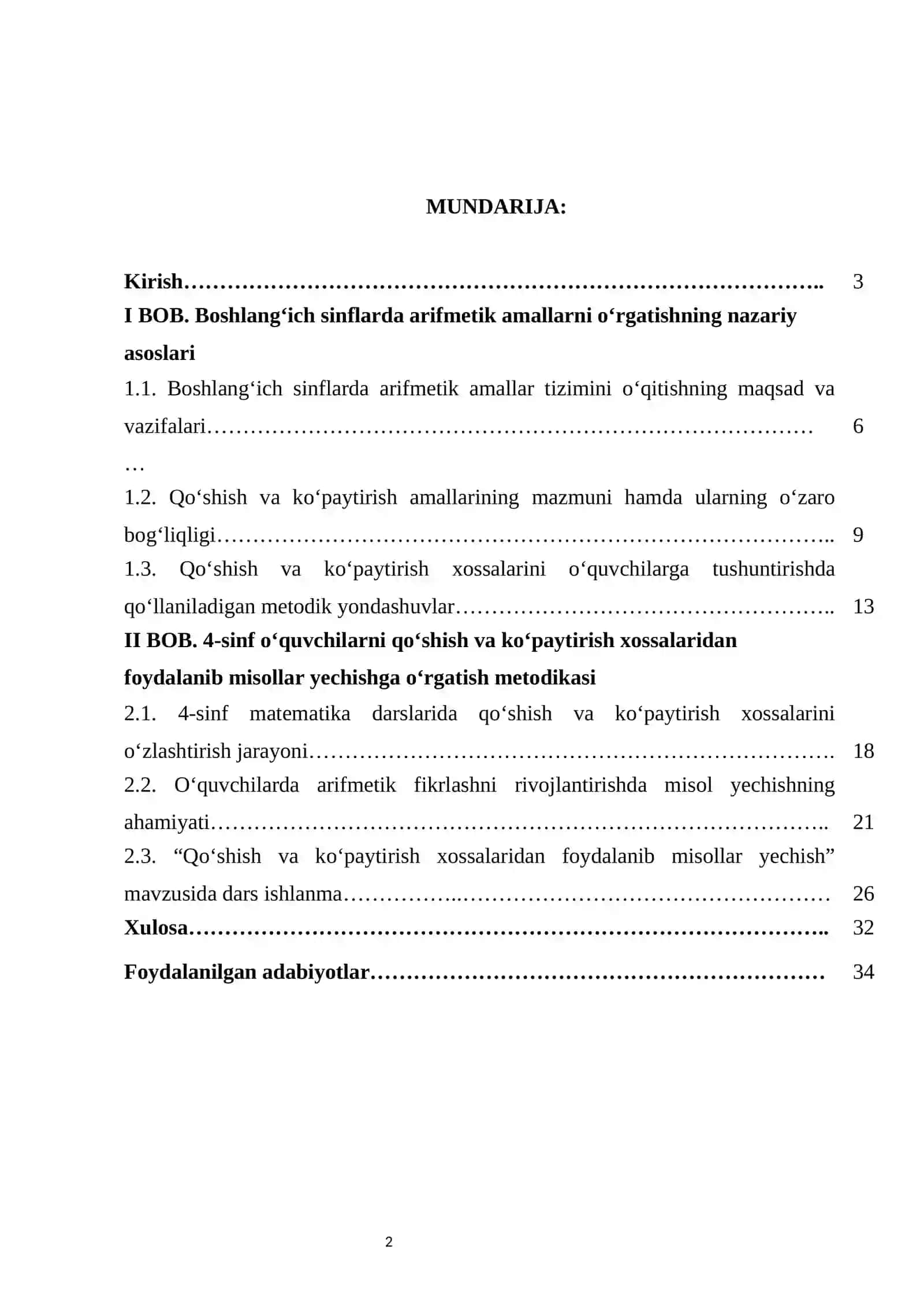 Boshlang‘ich sinflarda qo‘shish va ko‘paytirishning xossalaridan foydalanib misollar yechishga o‘rgatish metodikasi 2