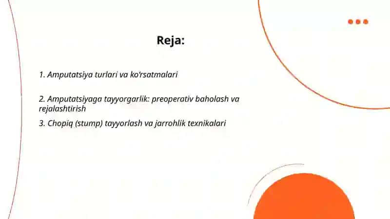 Amputatsiyalar. Protezlash ishlari va nogironlarni reabelitatsiya qilish 2