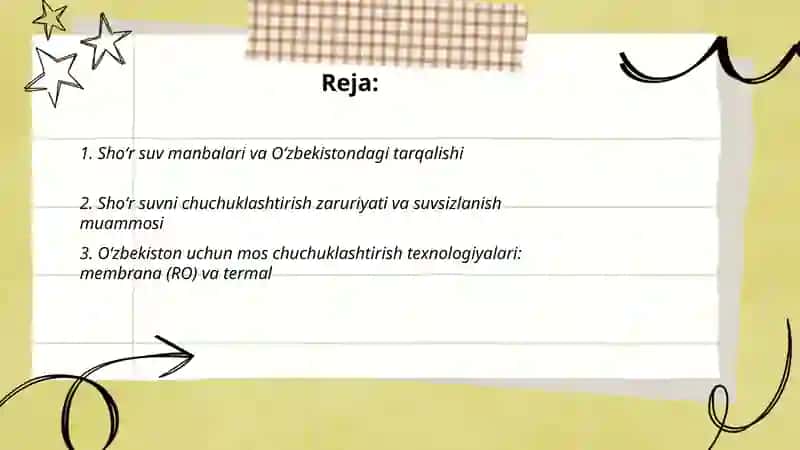 Shoʻr suv manbalari va Oʻzbekistondagi tarqalishi 2
