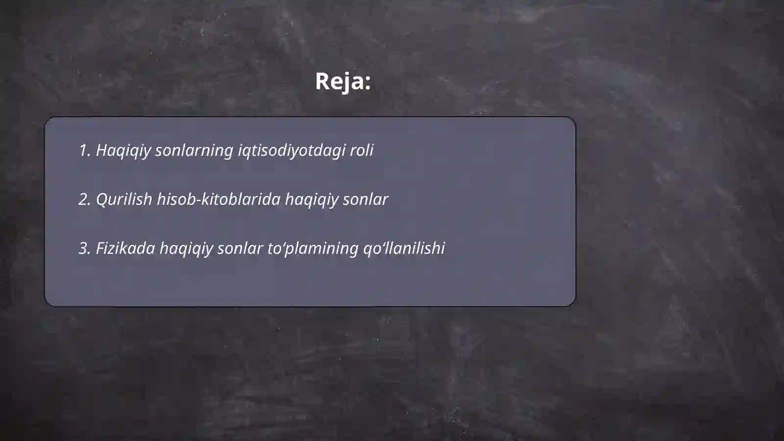 Sonli toʻplamlar, haqiqiy sonlar toʻplamining amaliy tatbiqlari 2