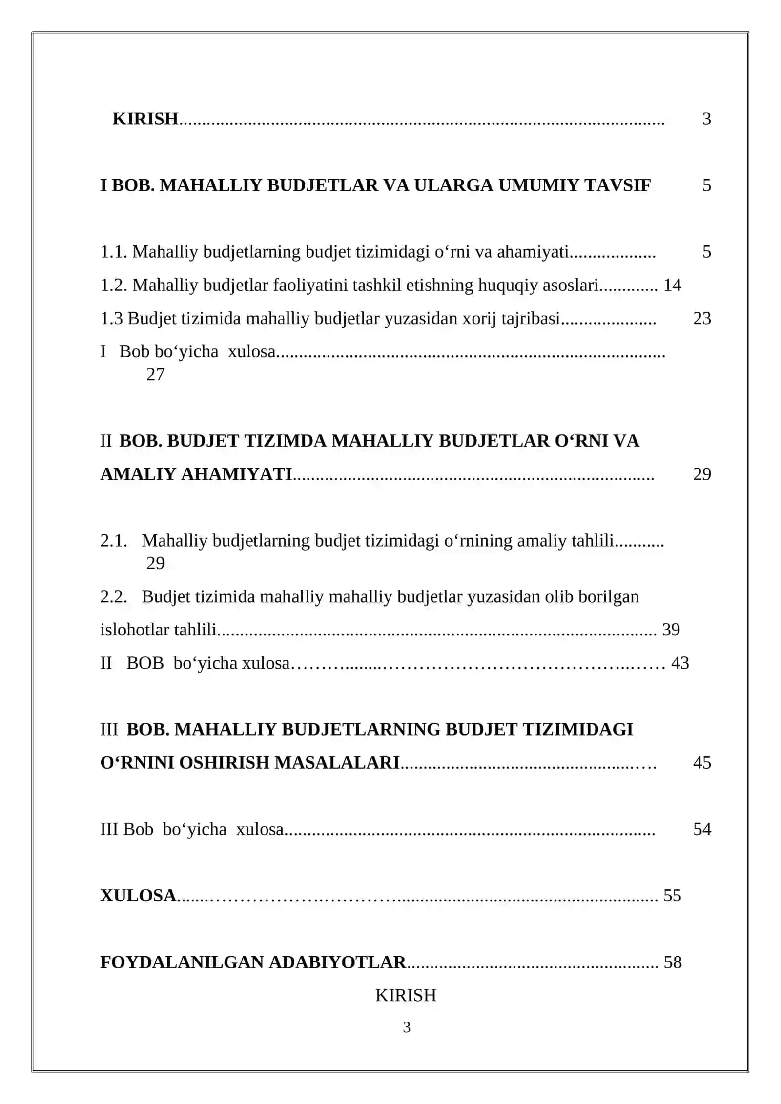 Budjet tizimida mahalliy bujetlarning o‘rni va ular taraqqiyotining hozirgi zamon muammolari 2