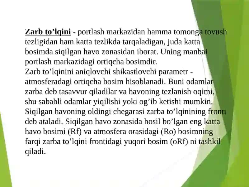 ZARB TO’LQINI, IONLASHTIRUVCHI NURLAR, YORUG’LIK AJRALISHI, JABRLANISH ZONALARI TAVSIFI 2