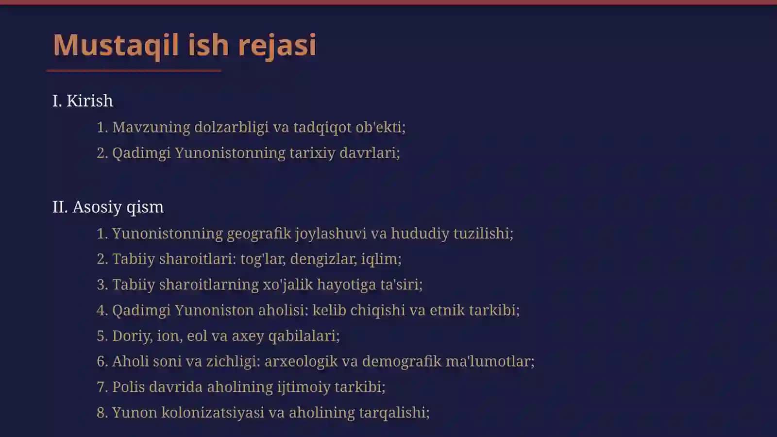 Qadimgi Yunonistonning geografik va tabiiy sharoitlari, aholisi 2