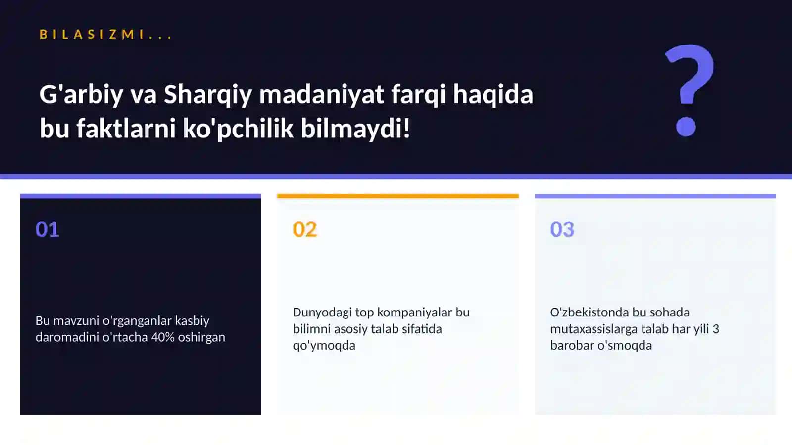 G'arbiy va Sharqiy madaniyat farqi 2