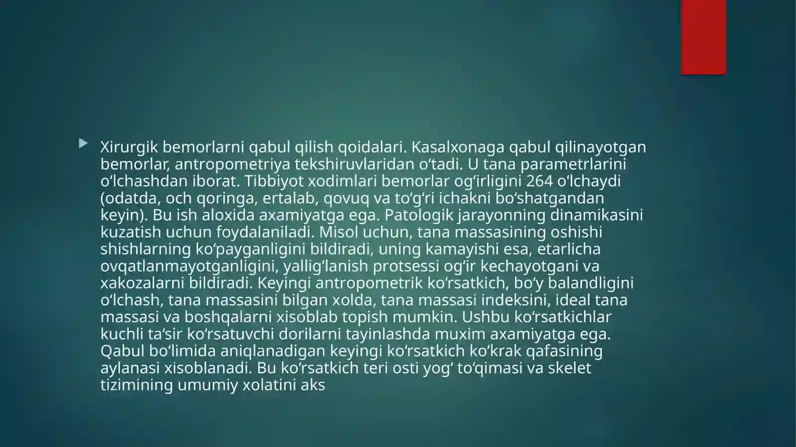 XIRURGIK BEMORLARNIQABUL Qilish. SANITAR ISHLOV Berish. SARALASH 2