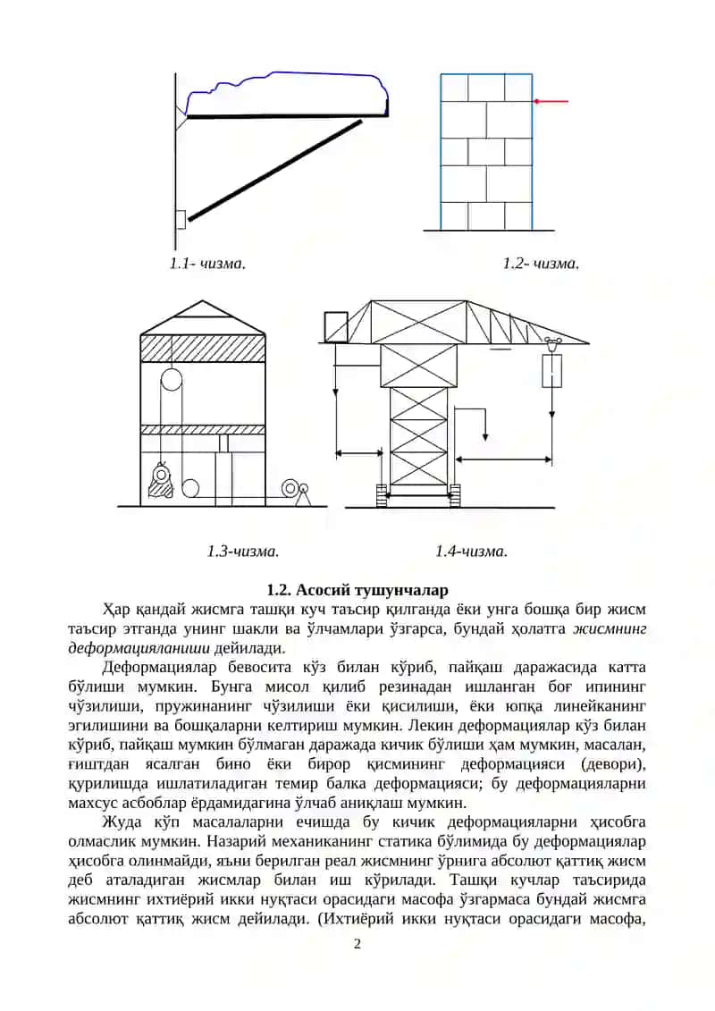 СТАТИКАНИНГ АСОСИЙ ТУГУНЧАЛАРИ, СТАТИКА АКСИОМАЛАРИ, БОҒЛАНИШЛАР ВА УЛАРНИНГ РЕАКЦИЯЛАРИ 2