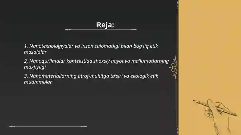 Nanotexnologiyalarni qo'llashning etik jihatlari 2